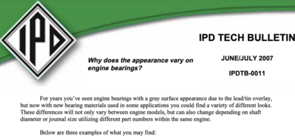 Engine Bearing Appearance